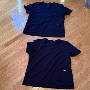 Figs Navy Blue V-Neck Scrub Tops